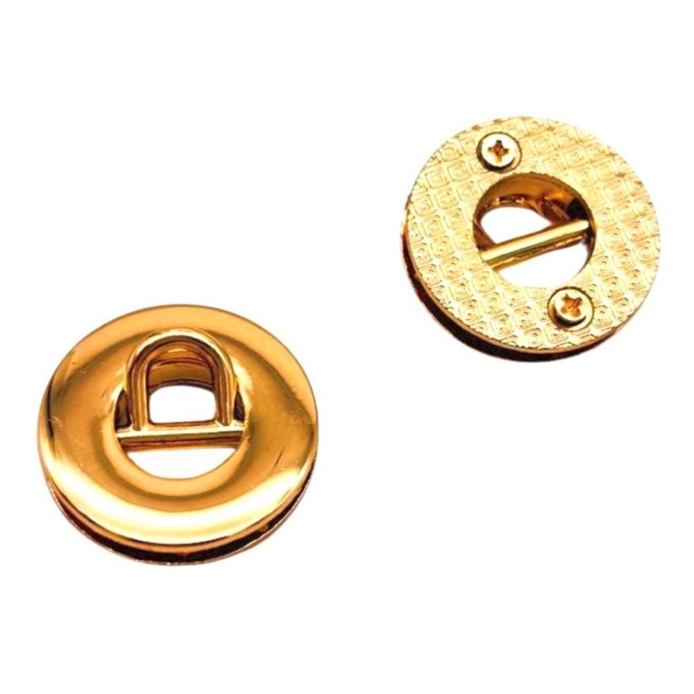 Çanta Aksesuar Light Gold Renk Yuvarlak Vidalı Kuş Gözü 2 Adet (Mini D Halkalı) (İç ölçüsü 1 cm, Dış Ölçüsü 2.5 cm )