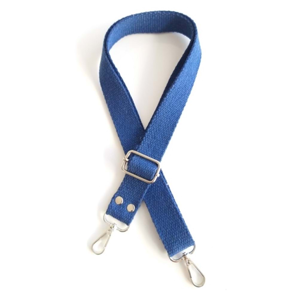 Çanta Aksesuar Mavi Pamuklu Kolon Ayarlamalı Çanta Sapı