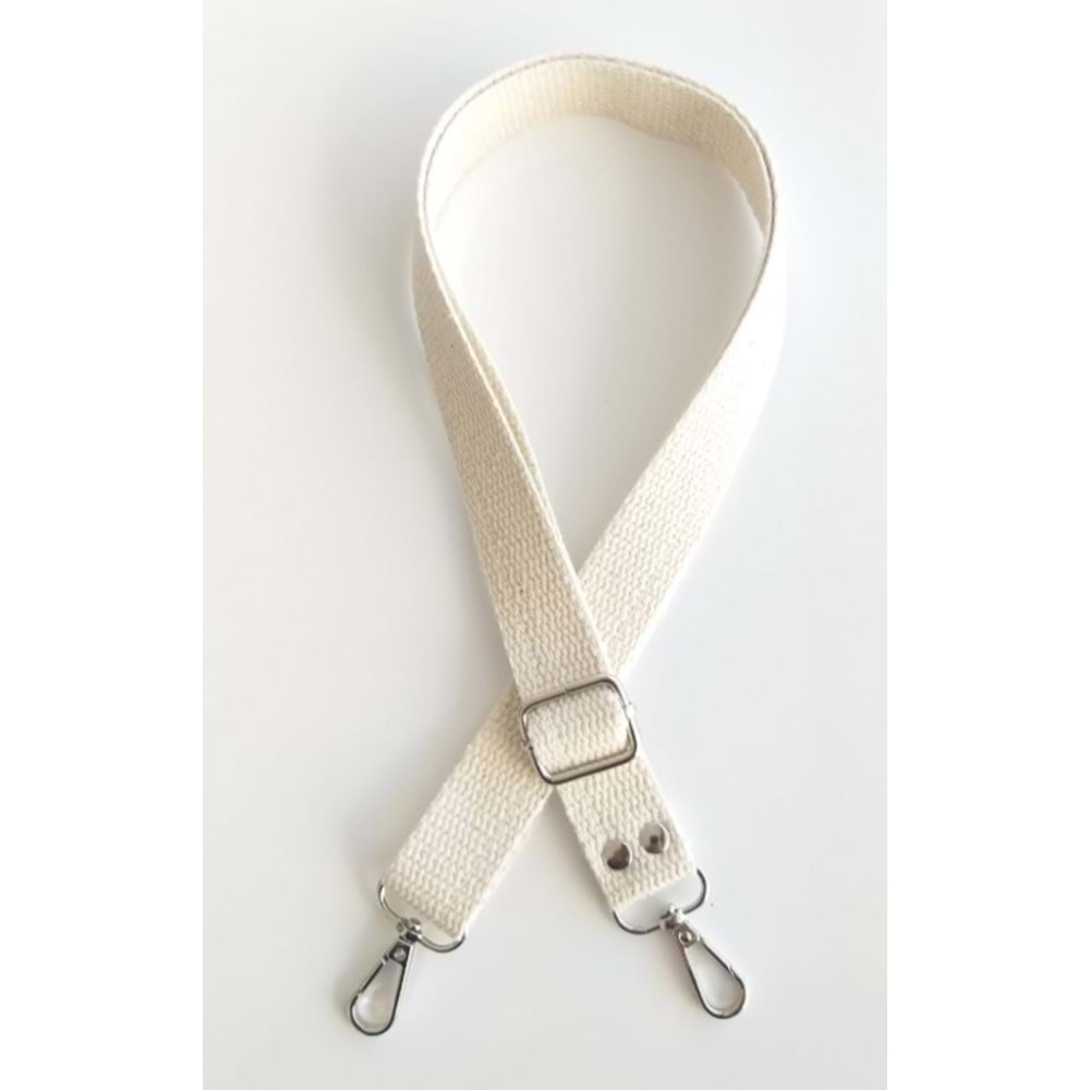 Çanta Aksesuar Krem Pamuklu Kolon Ayarlamalı Çanta Sapı