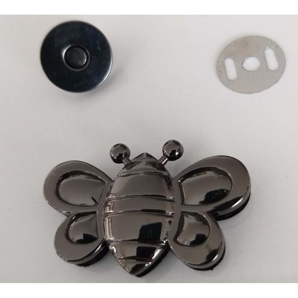 Çanta Aksesuar Kelebek Model Mıknatıslı Kilit Füme