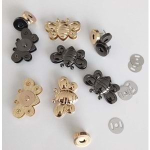 Çanta Aksesuar Kelebek Model Mıknatıslı Kilit Füme