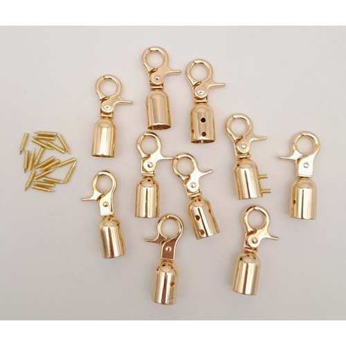 Çanta Aksesuar 12 mm Light Gold Renk Kancalı Kovan 10 Adet
