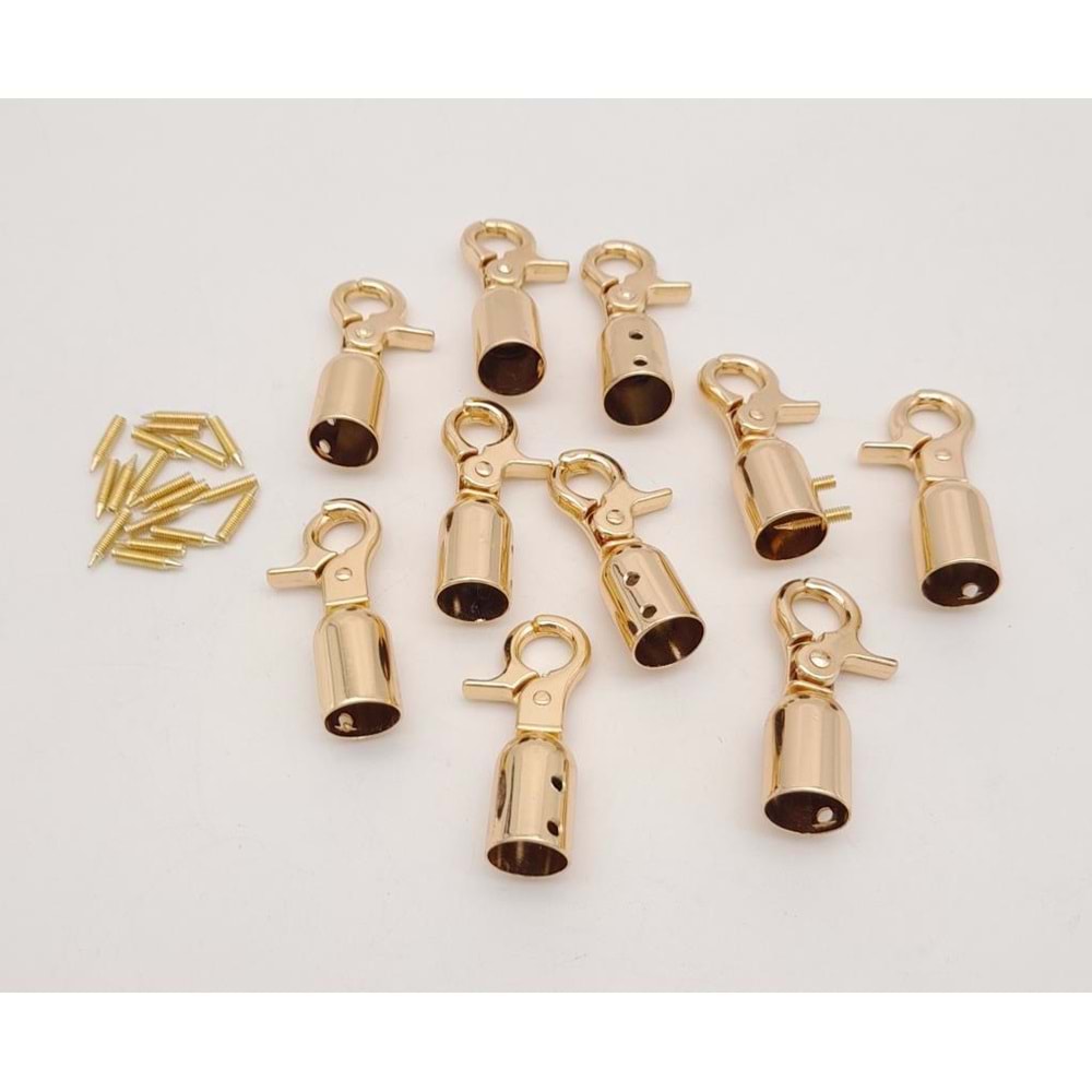 Çanta Aksesuar 12 mm Light Gold Renk Kancalı Kovan 10 Adet