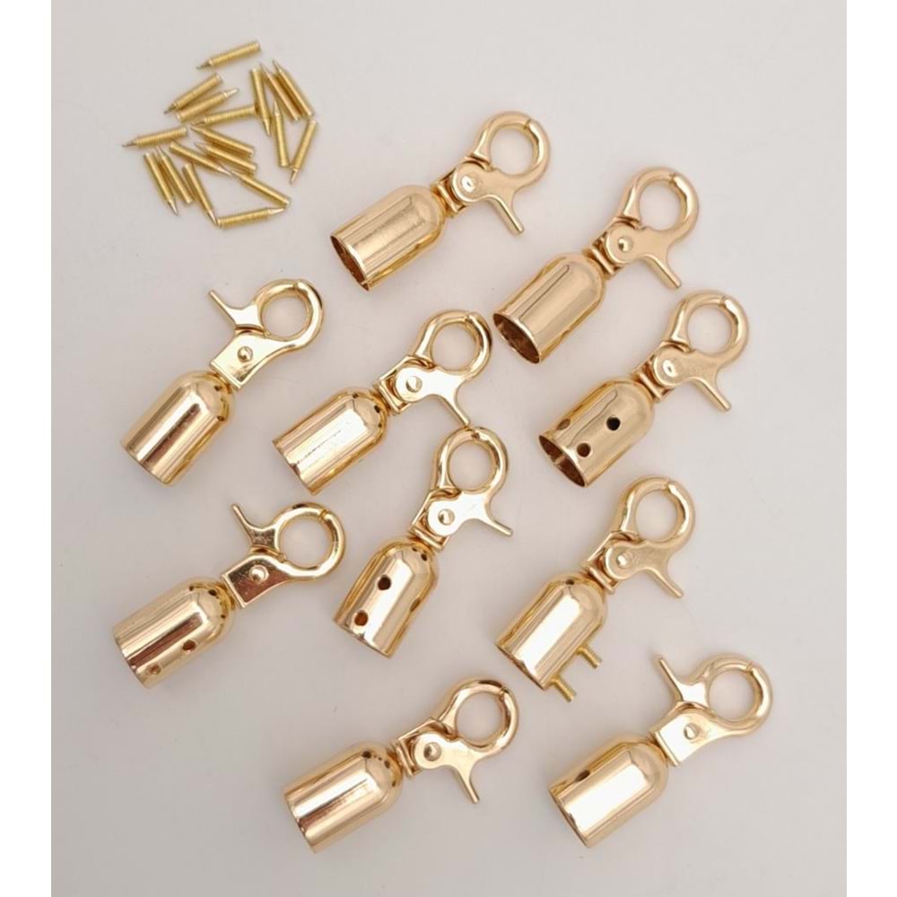 Çanta Aksesuar 12 mm Light Gold Renk Kancalı Kovan 10 Adet
