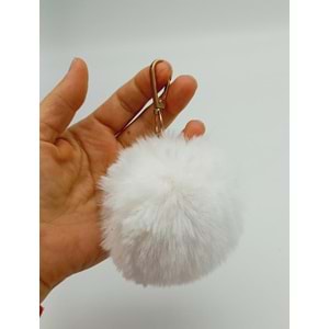 Çanta Aksesuar Kırık Beyaz Renk Ponpon