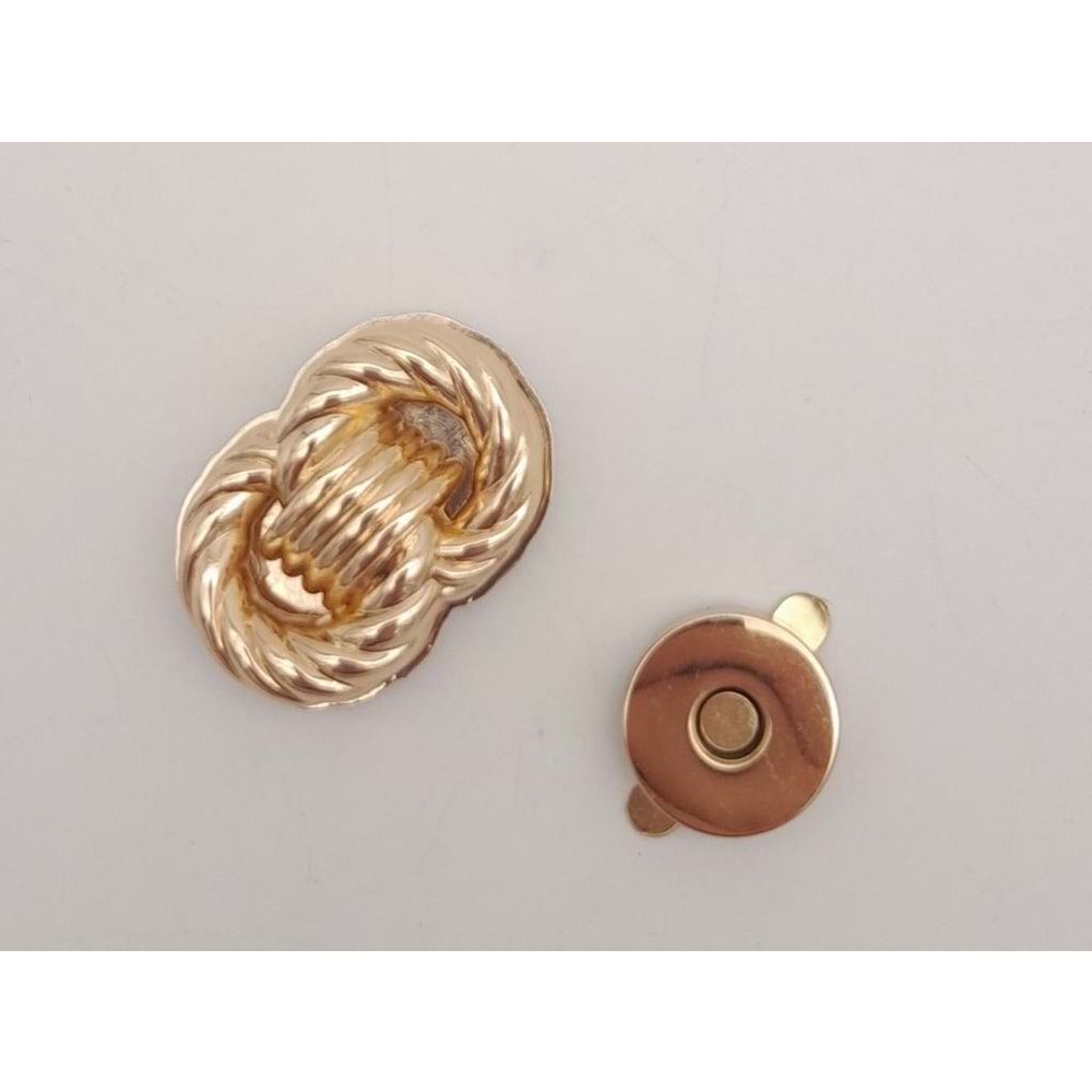 Çanta Aksesuar Light Gold Çift Daire Mıknatıslı Kilit