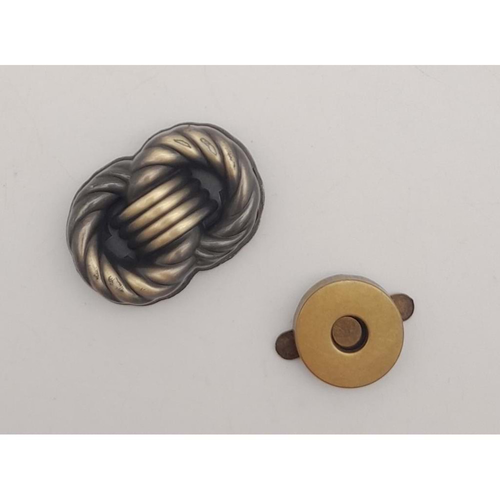 Çanta Aksesuar Antik Çift Daire Mıknatıslı Kilit