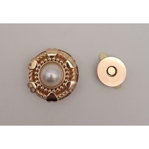 Çanta Aksesuar Light Gold İncili Mıknatıslı Kilit No:86