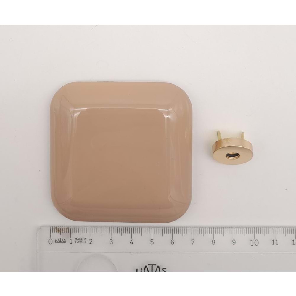 Çanta Aksesuar 7 cm Kare Akrilikli Sütlü Kahve Renk Light Gold Mıknatıslı Kilit