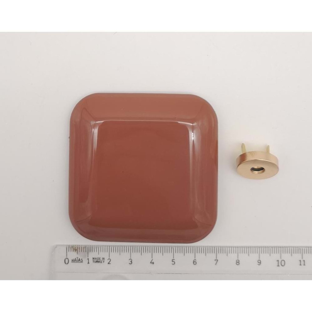 Çanta Aksesuar 7 cm Kare Akrilikli Taba Renk Light Gold Mıknatıslı Kilit