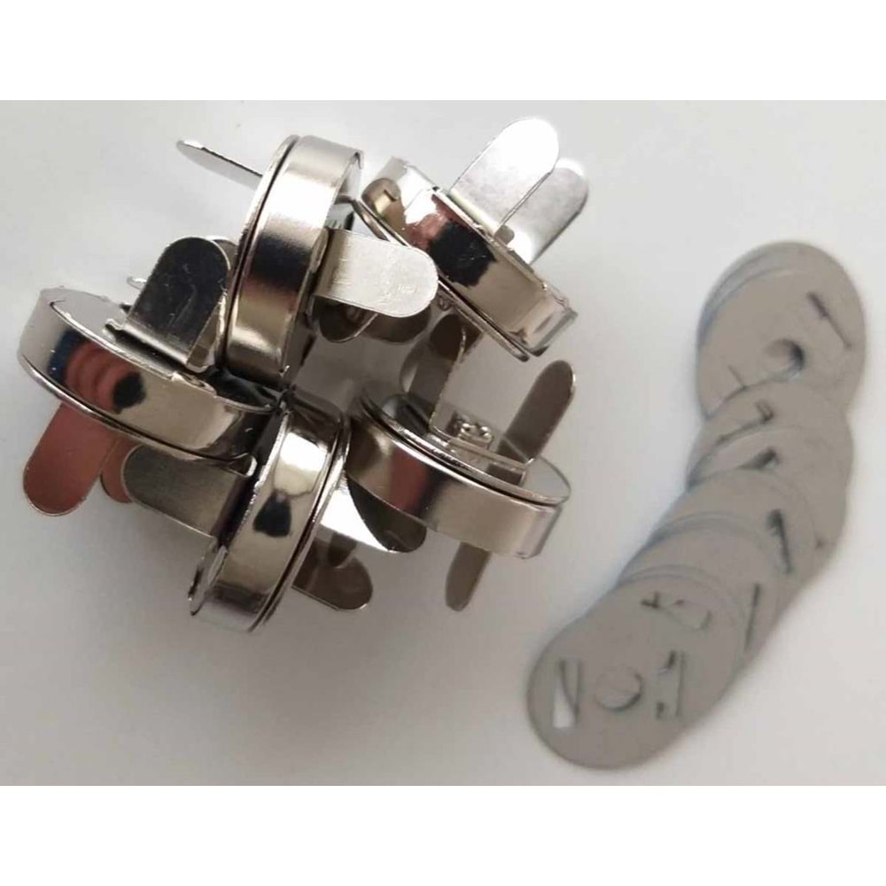 Çanta Aksesuar Örgü Çantaya Mıknatıslı Çıtçıt Gümüş Renk 5Li Paket