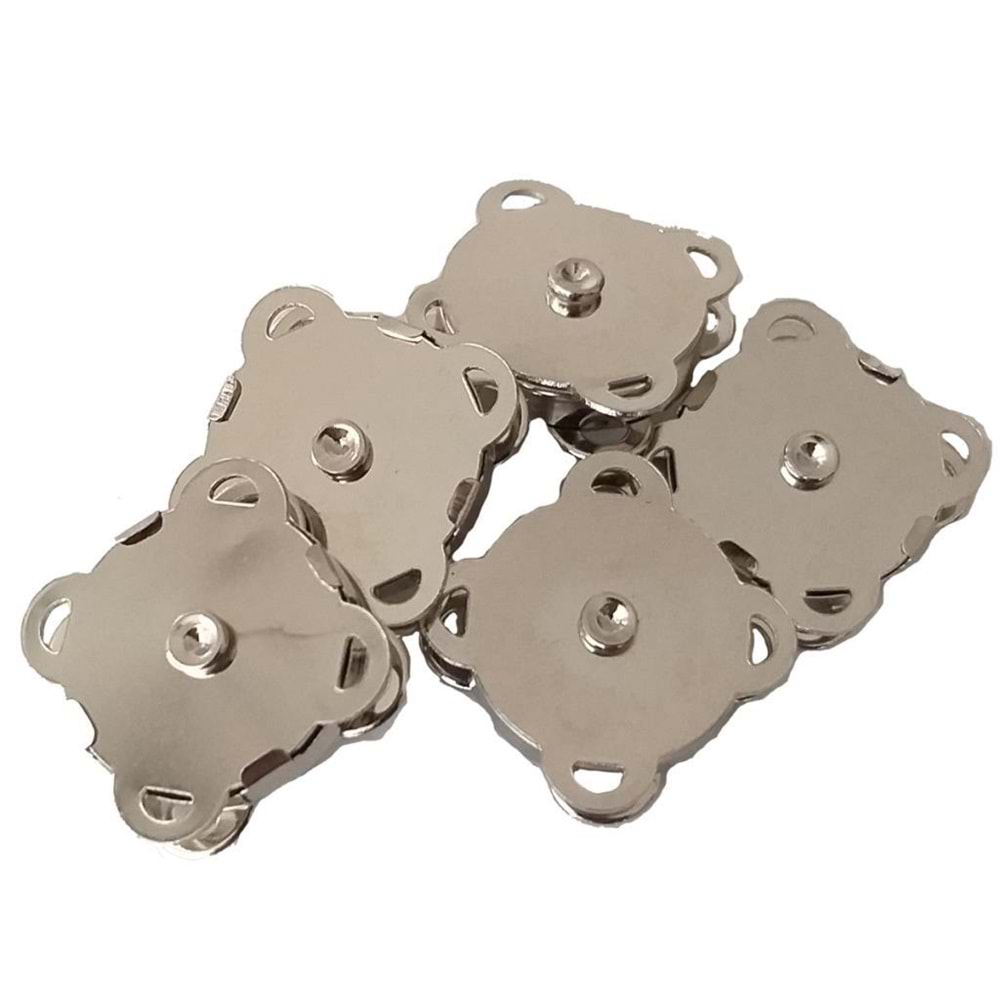 Çanta Aksesuar Örgü Çantaya Dikmeli Mıknatıs Gümüş Renk 5Li Paket