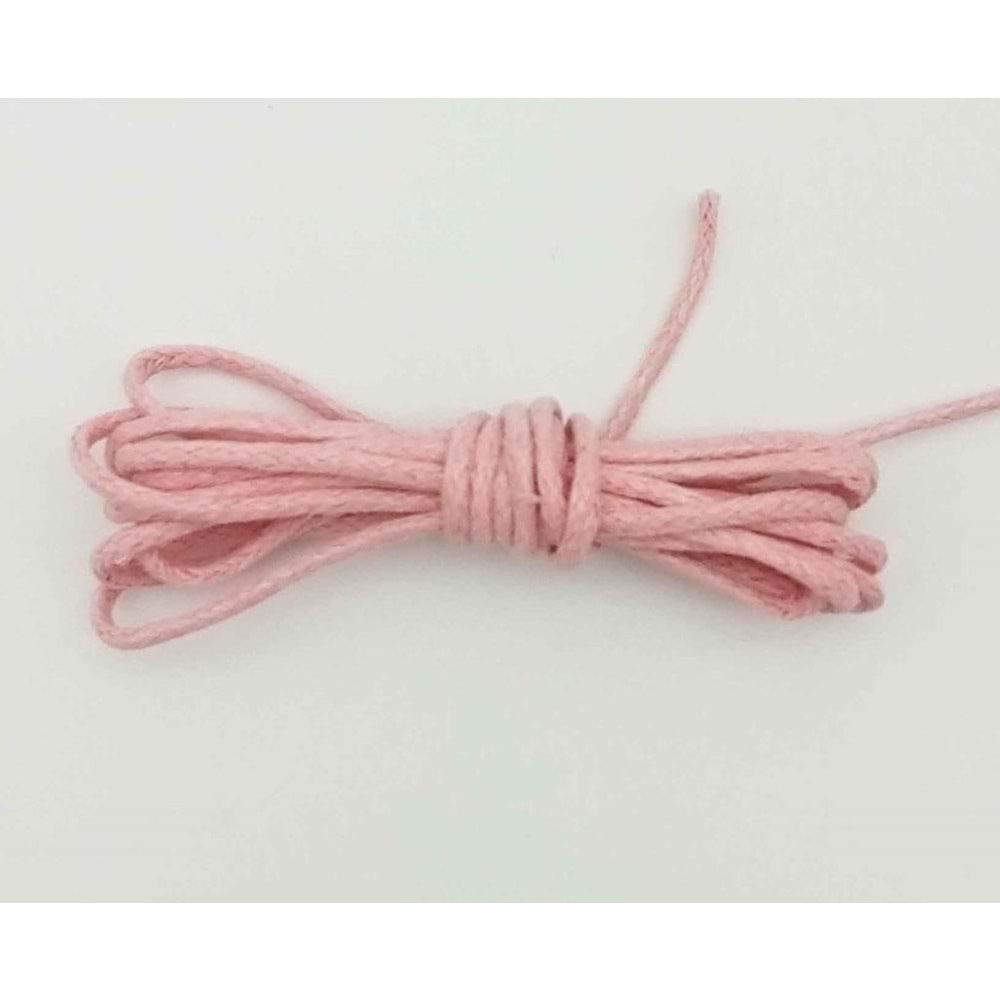 Çanta Aksesuar Pembe Renk Mumlu Koton İp 5 Metre