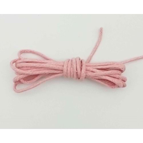 Çanta Aksesuar Pembe Renk Mumlu Koton İp 5 Metre