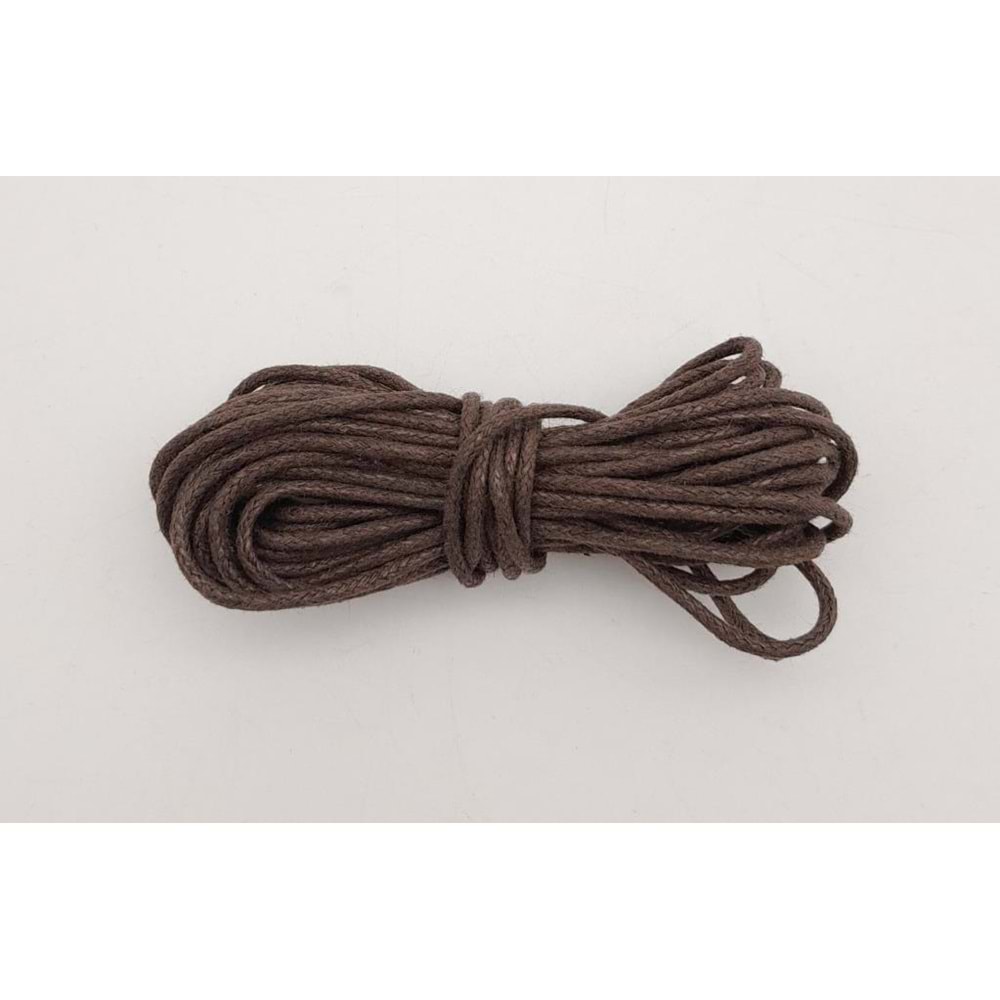 Çanta Aksesuar Koyu Kahverengi Mumlu Koton İp 5 Metre
