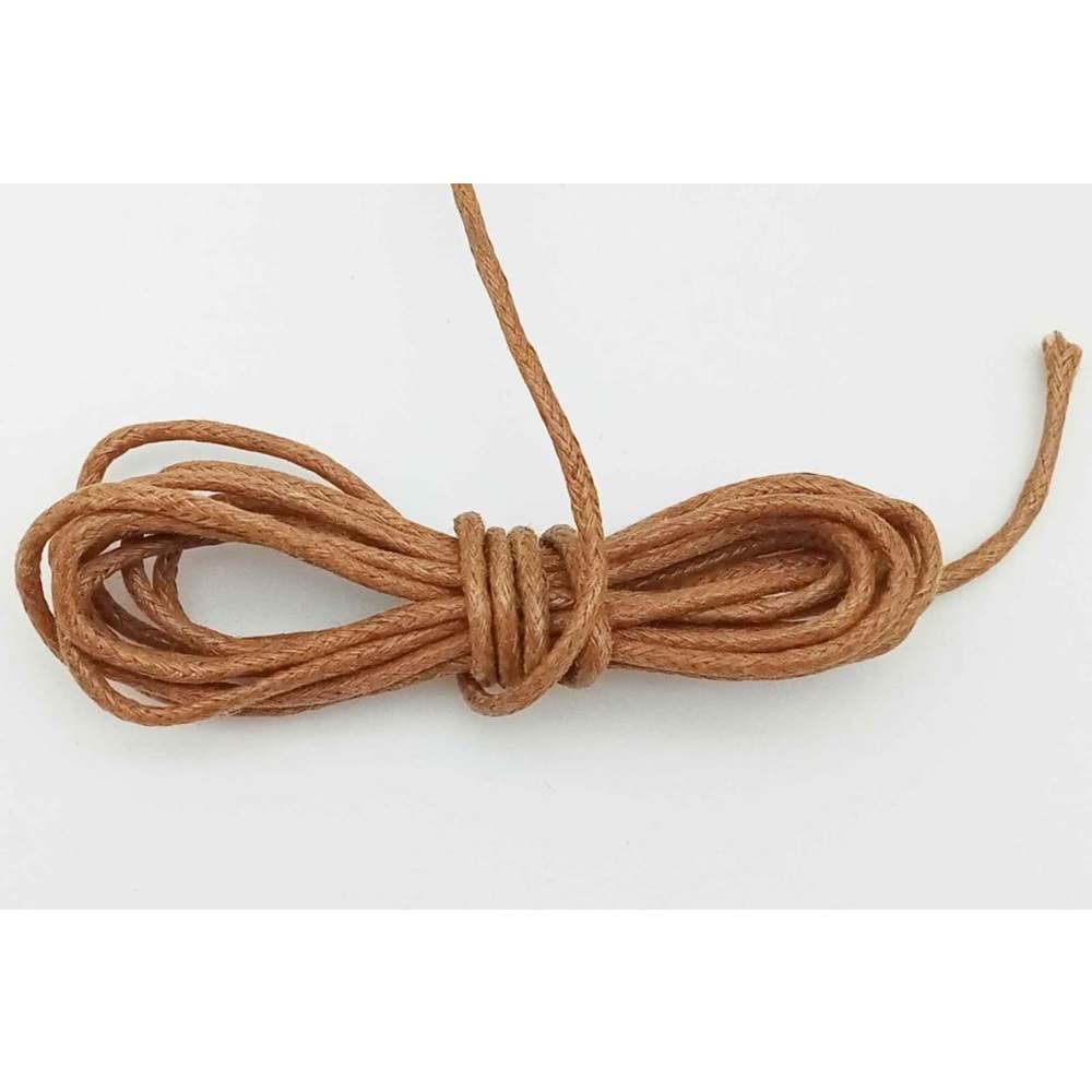 Çanta Aksesuar Açık Taba Mumlu Koton İp 5 Metre