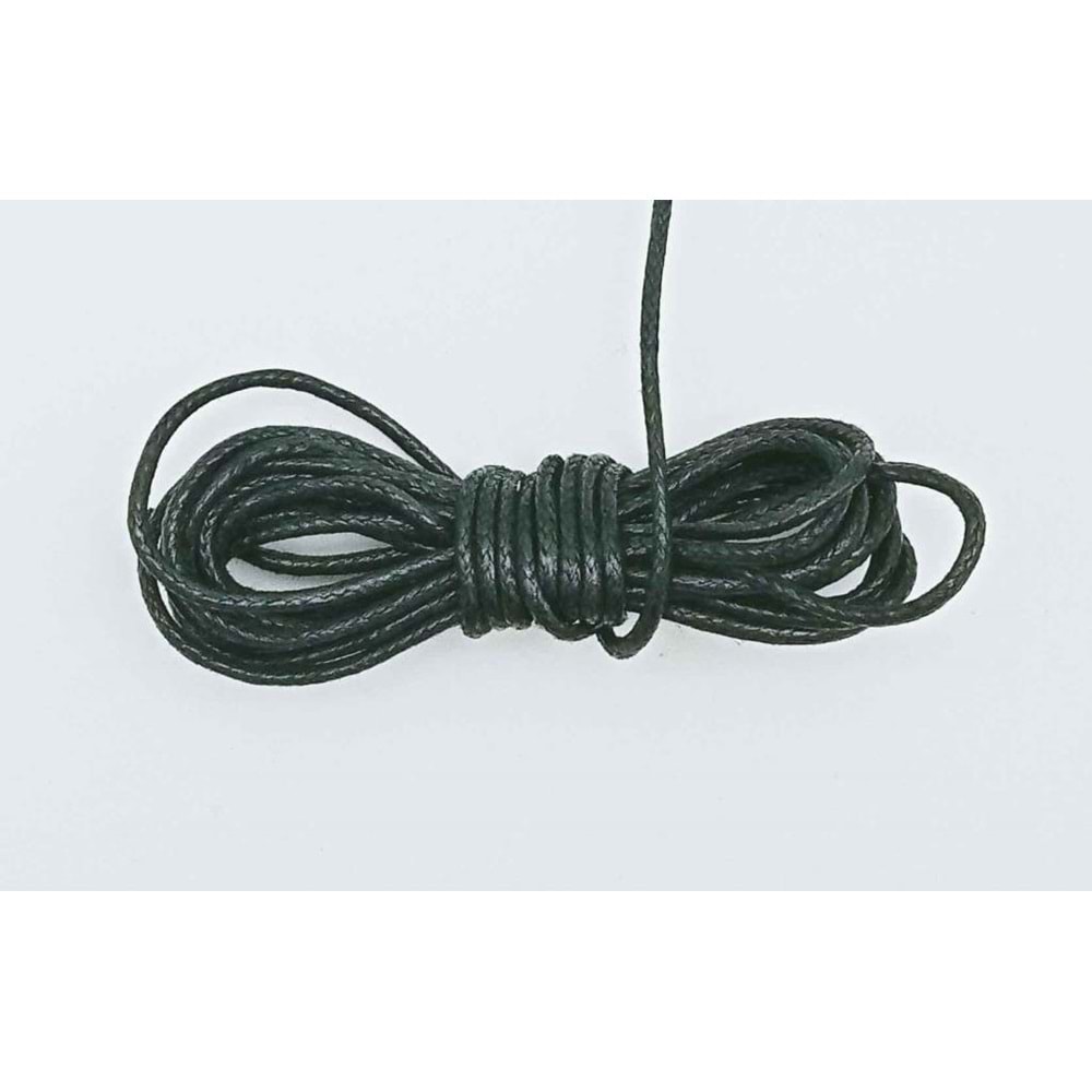 Çanta Aksesuar Siyah Renk Mumlu Koton İp 5 Metre