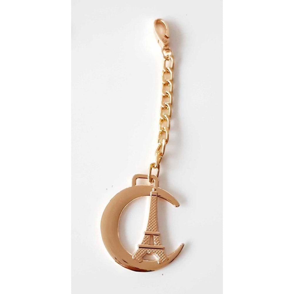 Çanta Aksesuar Light Gold Sarkaç Süs Eyfel Kule Desen