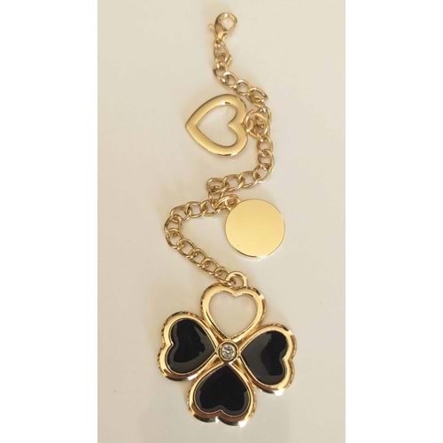 Çanta Aksesuar Light Gold Sarkaç Süs Yonca Kalp Daire