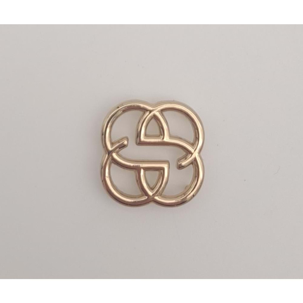 Çanta Aksesuar 2 cm Çiçek Light Gold Plaka Süs