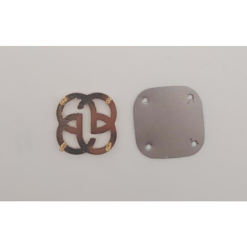 Çanta Aksesuar 2 cm Çiçek Light Gold Plaka Süs