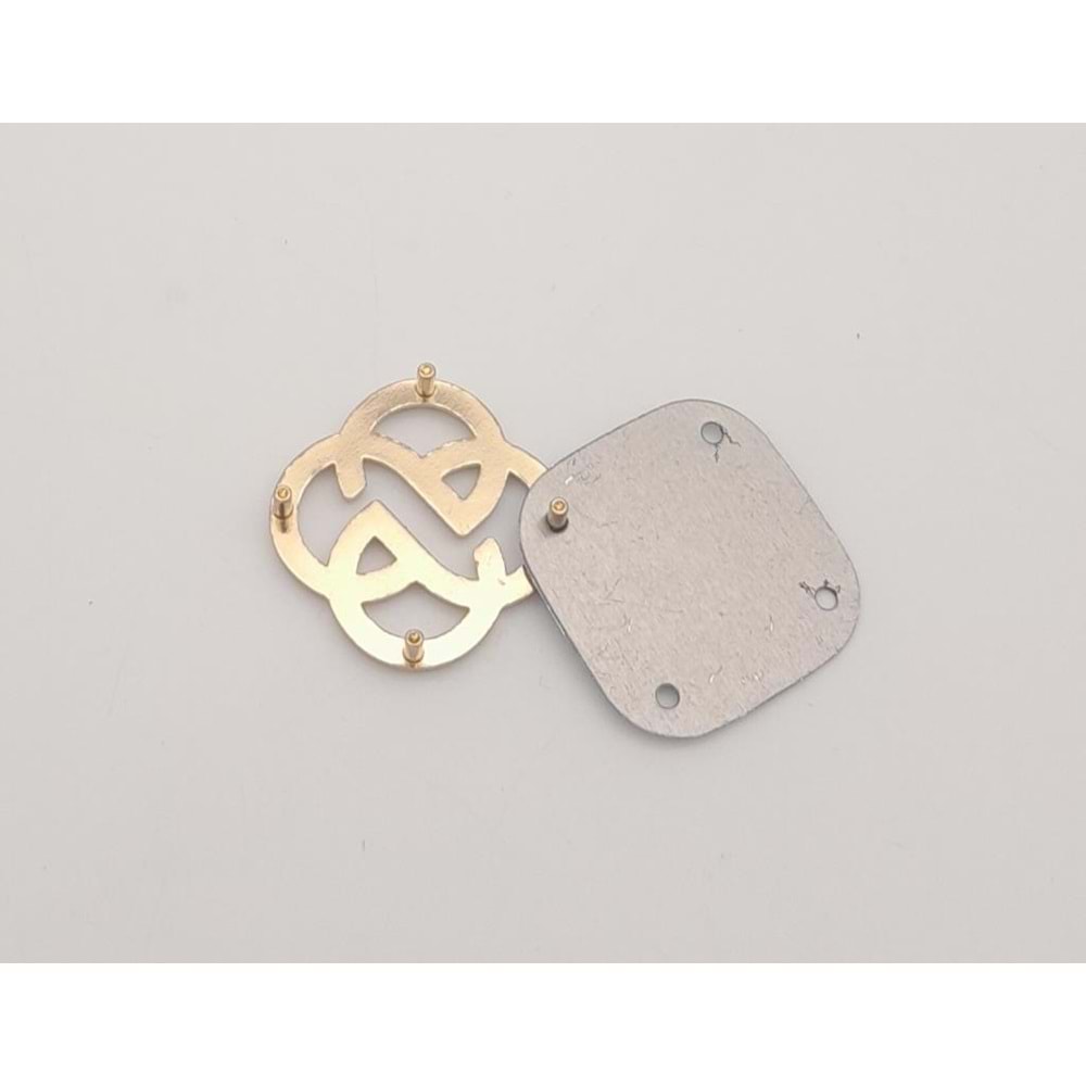 Çanta Aksesuar 2 cm Çiçek Light Gold Plaka Süs