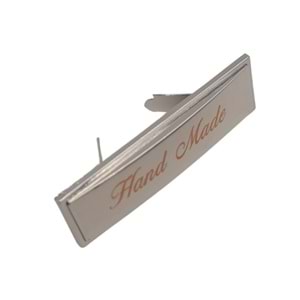 Çanta Aksesuar Handmade Yazılı Metal Etiket Plaka Süs Gümüş Renk