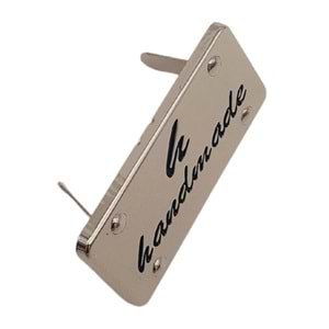 Çanta Aksesuar Handmade Yazılı Metal Etiket 3.7x2 cm Plaka Süs Gümüş Renk