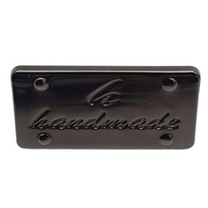Çanta Aksesuar Handmade Yazılı Metal Etiket 3.7x2 cm Plaka Süs Füme Renk