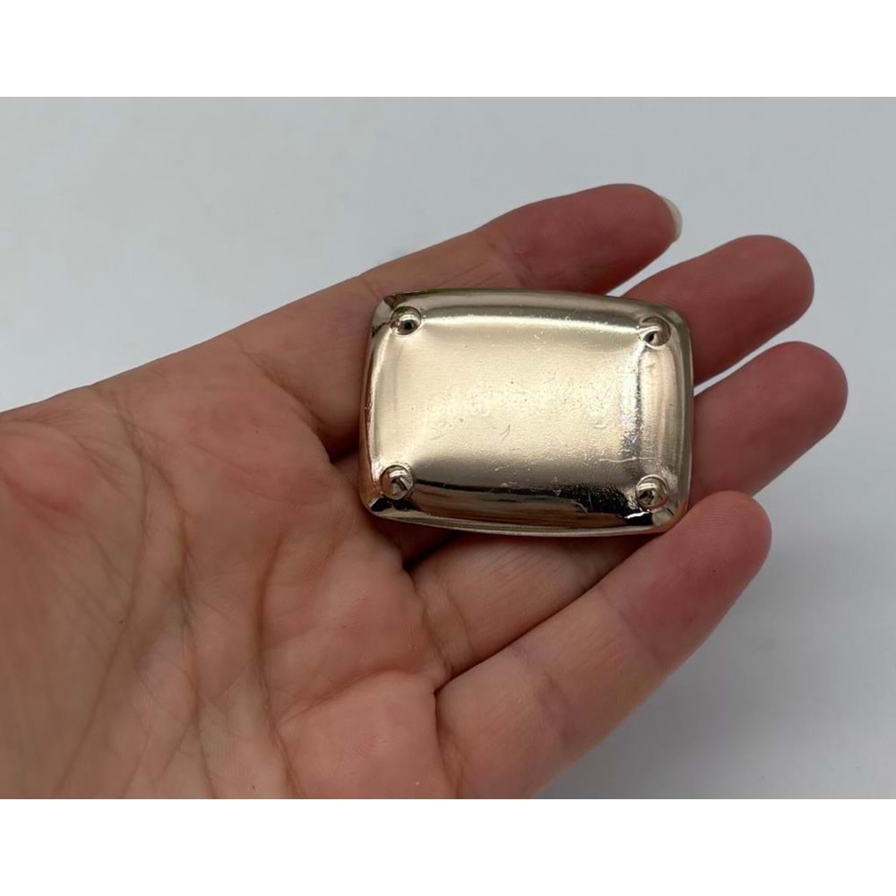 Çanta Aksesuar 4x3 cm Metal Plaka Süs Light Gold Renk 1 Adet