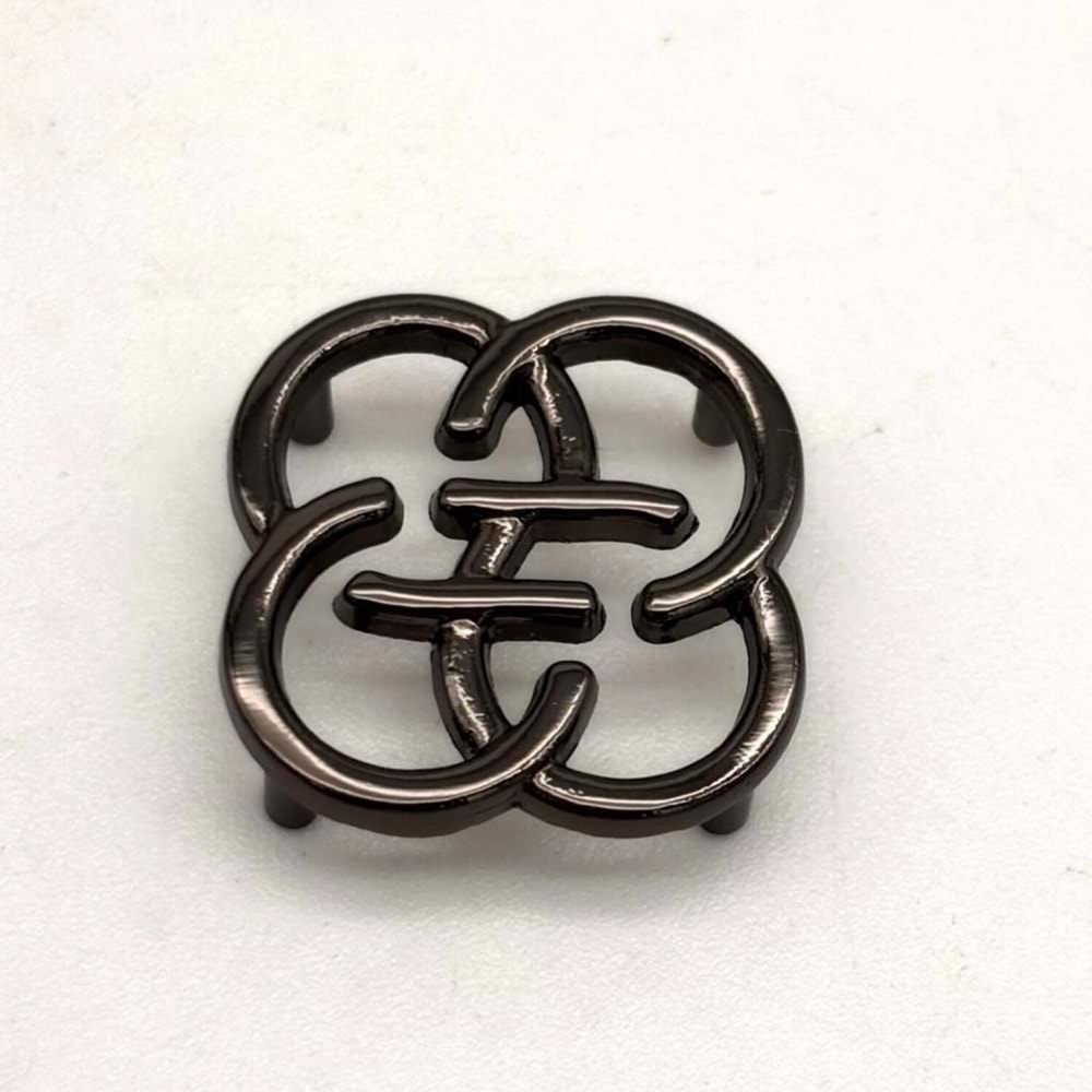 Çanta Aksesuar Füme Renk 2 Cm Çiçek Model Plaka Süs