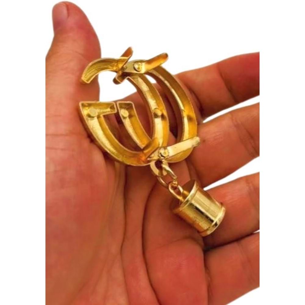 Çanta Aksesuar G Model Püsküllü Plaka Süs Light Gold Renk