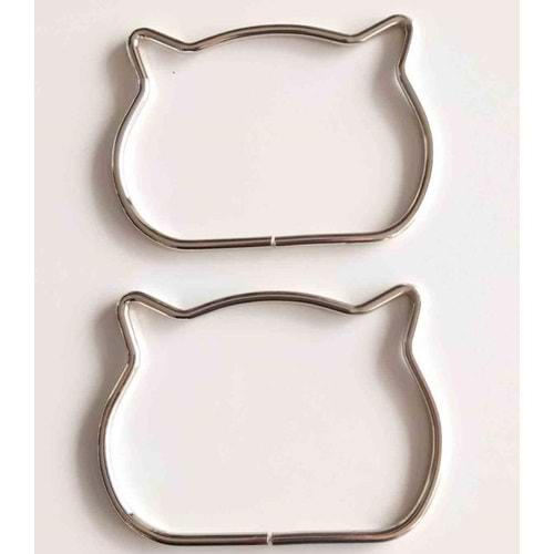 Çanta Aksesuar 12X8.5 Cm Gümüş Renk Kedili Metal Çanta Sapı