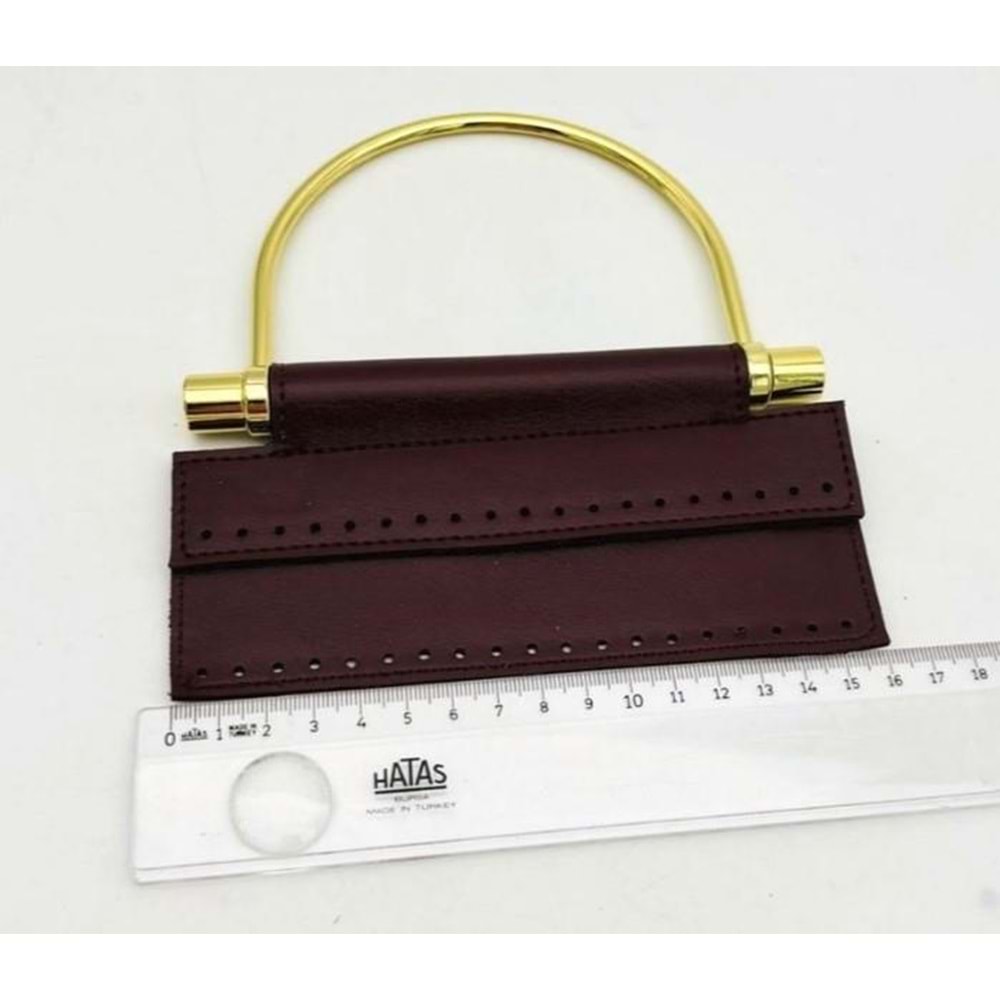 Çanta Aksesuar Suni Derili Metal Çanta Sapı İpek Model Bordo Renk Light Gold Metal (Yeni Model)