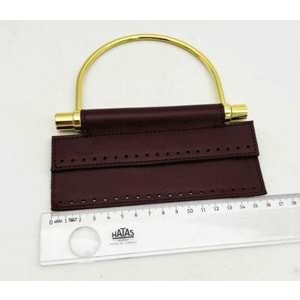 Çanta Aksesuar Suni Derili Metal Çanta Sapı İpek Model Bordo Renk Light Gold Metal (Yeni Model)