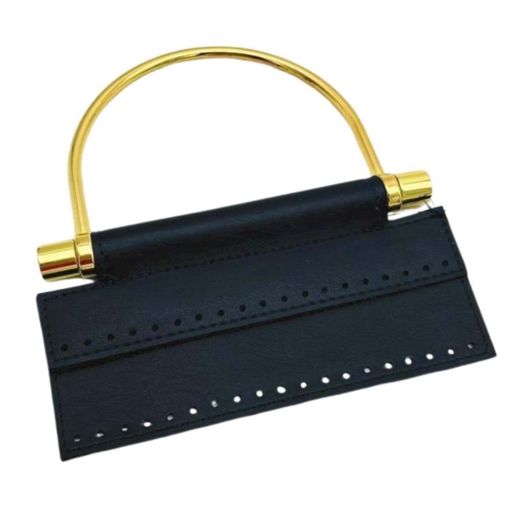 Çanta Aksesuar Suni Derili Metal Çanta Sapı İpek Model Lacivert Renk Light Gold Metal (Yeni Model)