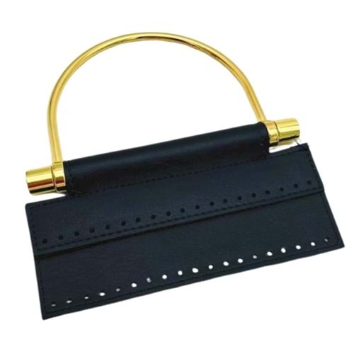 Çanta Aksesuar Suni Derili Metal Çanta Sapı İpek Model Lacivert Renk Light Gold Metal (Yeni Model)