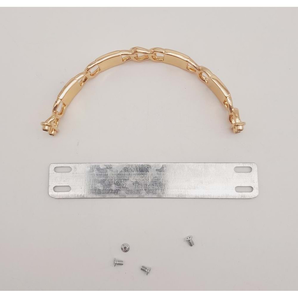 Çanta Aksesuar Siyah Beyaz Kare Desenli Light Gold Çanta Tutma Sapı