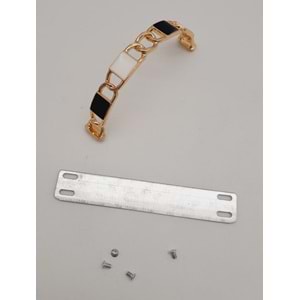 Çanta Aksesuar Siyah Beyaz Kare Desenli Light Gold Çanta Tutma Sapı