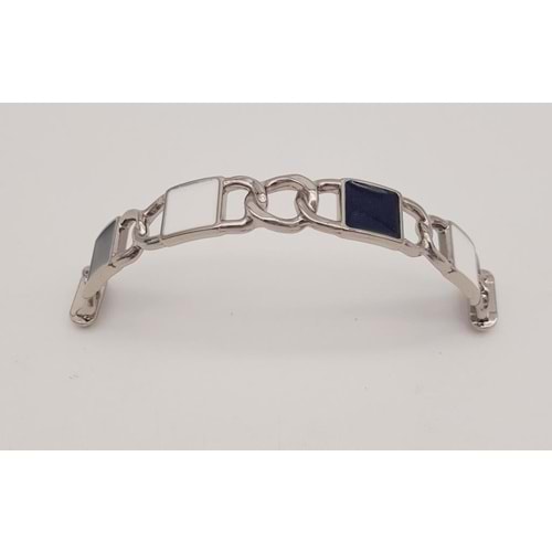 Çanta Aksesuar Siyah Beyaz Kare Desenli Gümüş Çanta Tutma Sapı