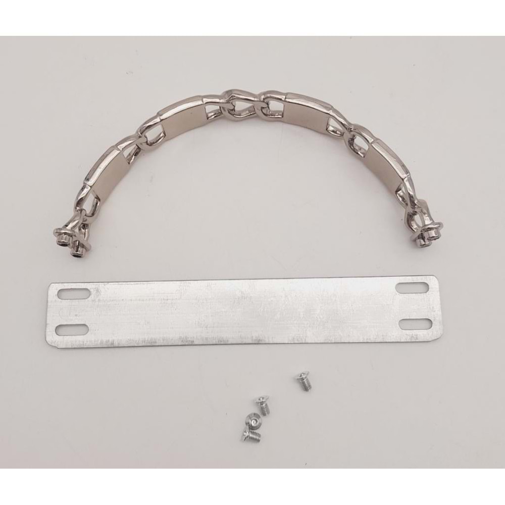 Çanta Aksesuar Siyah Beyaz Kare Desenli Gümüş Çanta Tutma Sapı