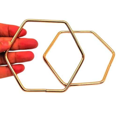 Çanta Aksesuar Light Gold Renk Altıgen Model Çift Metal Çanta Sapı