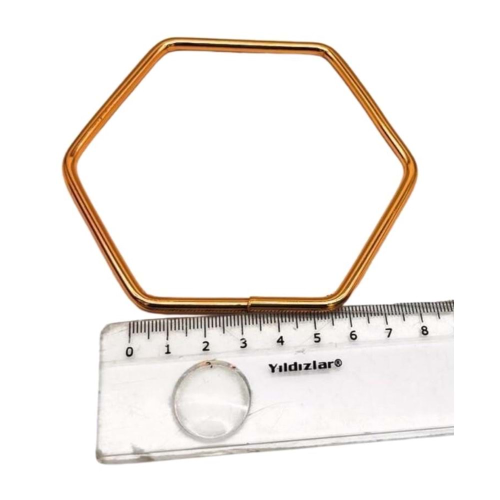 Çanta Aksesuar Light Gold Renk Altıgen Model Çift Metal Çanta Sapı