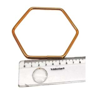 Çanta Aksesuar Light Gold Renk Altıgen Model Çift Metal Çanta Sapı