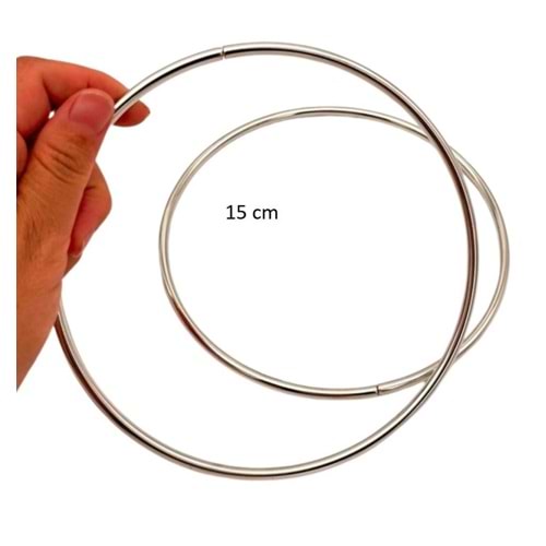 Çanta Aksesuar 15 Cm Yuvarlak Metal Çanta Sapı Gümüş Renk