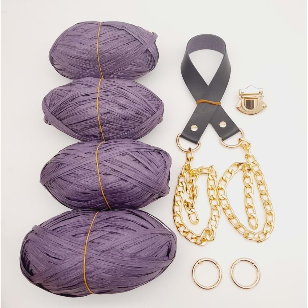 Çanta Aksesuar Rafya Ve Lacivert Renk Zincirli Sap Çanta Seti