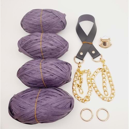 Çanta Aksesuar Rafya Ve Lacivert Renk Zincirli Sap Çanta Seti