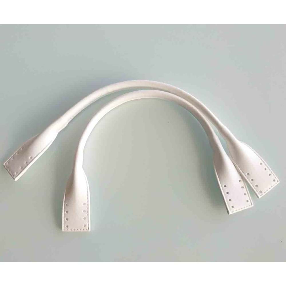 Çanta Aksesuar Suni Deri Pelikan Model Kısa Çanta Sapı Beyaz 40 Cm