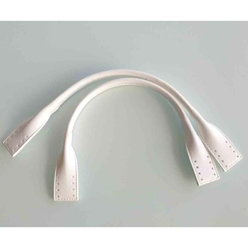 Çanta Aksesuar Suni Deri Pelikan Model Kısa Çanta Sapı Beyaz 40 Cm