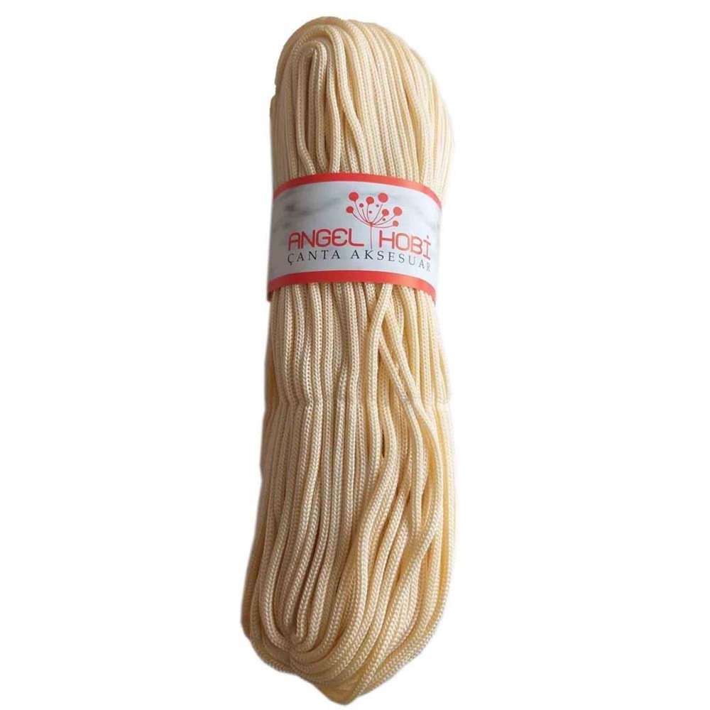 Çanta Aksesuar Polyester Rulo Makrome Krem Renk 5Mm